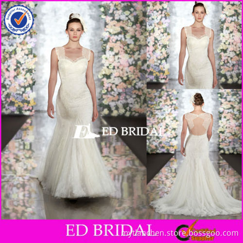 XL329 Cap Sleeve Soft Lace Overlay Backless Fishtail New Style Wedding Dress Suits For Men